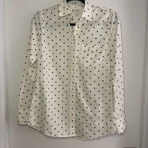 J. Crew White & Navy Polka Dot Button Down Shirt - Size XS